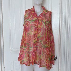 Contempo Casuals Psychedelic Chiffon Tunic Vintage 80s